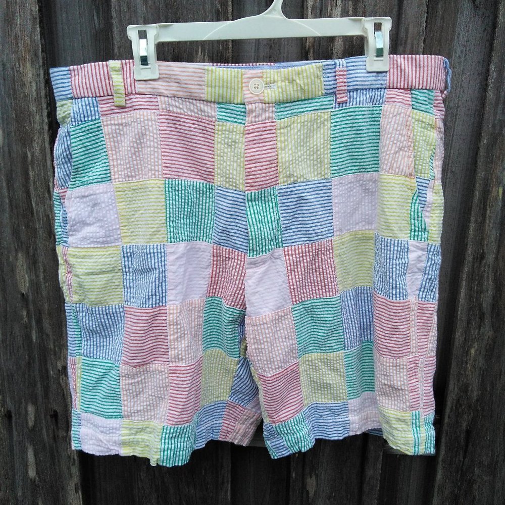 Brooks Brothers madras plaid seersucker shorts 38